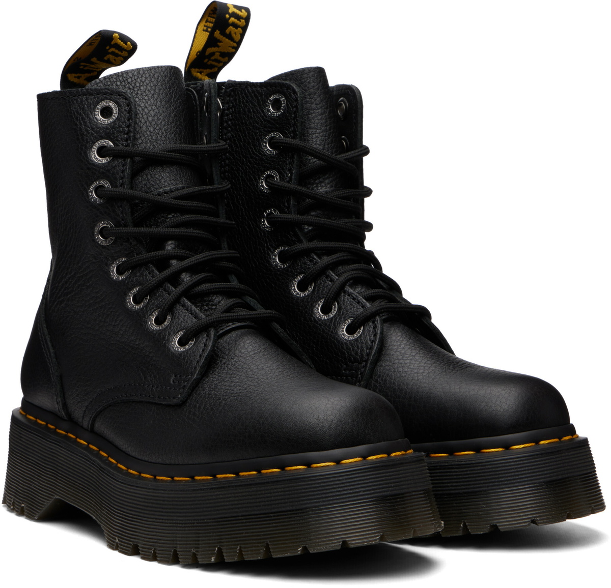 Dr. Martens Black Jadon Pisa Leather Platform Boots