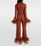 Oséree Lumière Plumage feather-trimmed blouse
