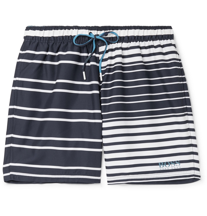 Photo: Hugo Boss - Mid-Length Striped Shell Swim Shorts - Blue