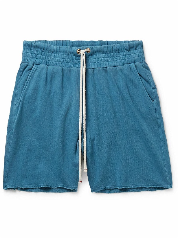 Photo: Les Tien - Yacht Straight-Leg Garment-Dyed Cotton-Jersey Drawstring Shorts - Blue