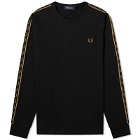 Fred Perry Men's Long Sleeve Contrast Taped Ringer T-Shirt in Black/Warm Stone