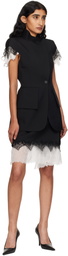 McQueen Black Cobweb Lace Sleeveless Blazer