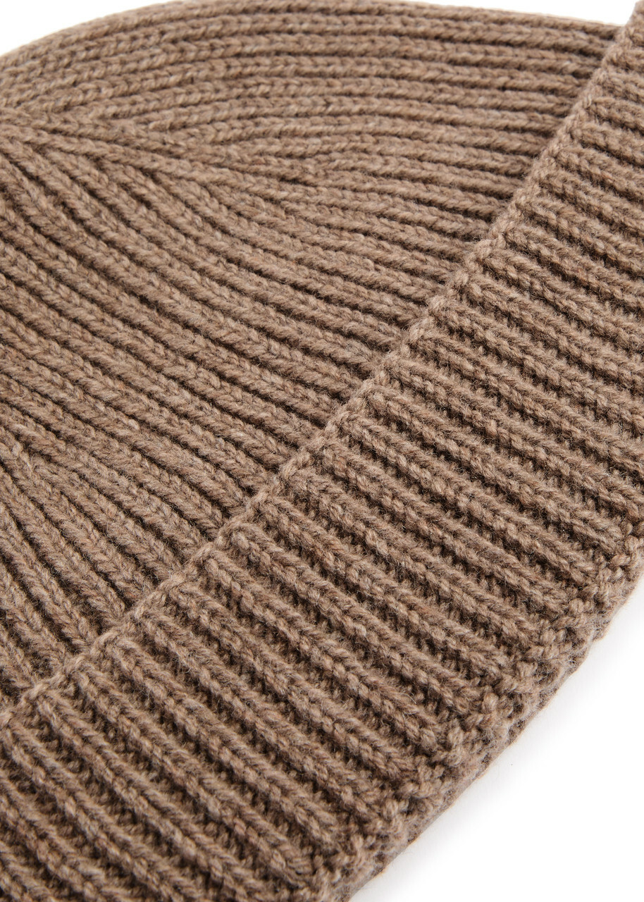 John Smedley Ribbed Cashmere-blend Beanie - Taupe - One Size