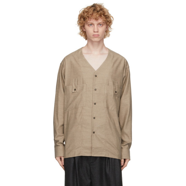 Photo: House of the Very Islands Brown Wool V-Neck Shirt