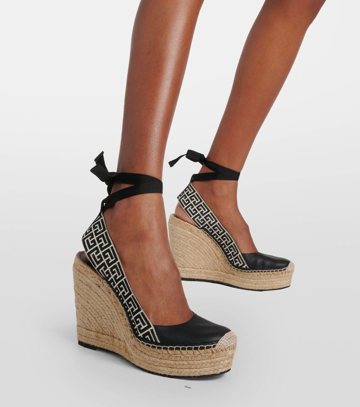 BALMAIN 25S WEDGE HEELS 100MM IN NUDE CALFSKIN