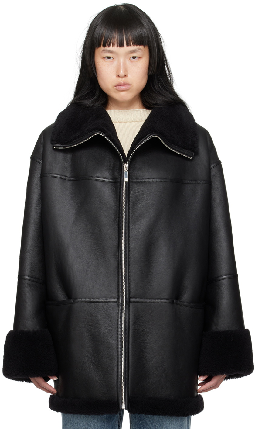 TOTEME Black Signature Shearling Jacket Toteme