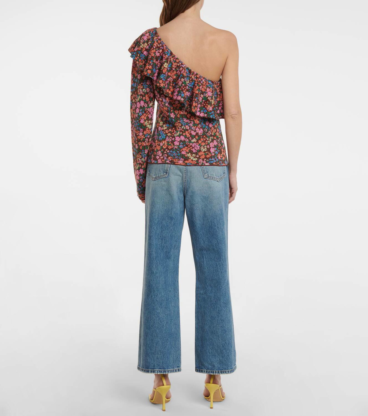 Philosophy di Lorenzo Serafini Floral jacquard cotton one-shoulder top