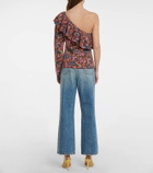 Philosophy di Lorenzo Serafini Floral jacquard cotton one-shoulder top