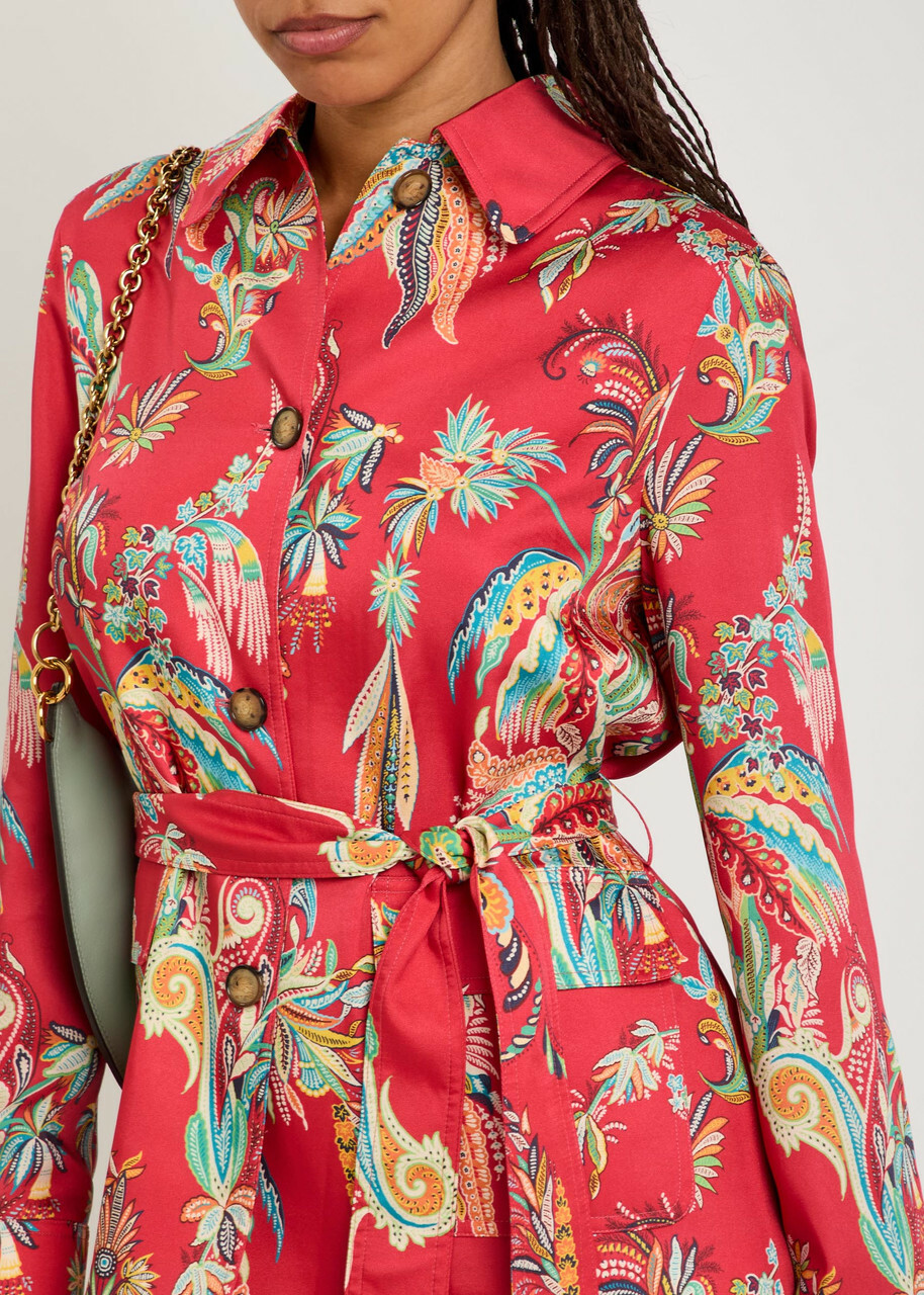 Etro Printed Belted Satin Jacket Multicoloured