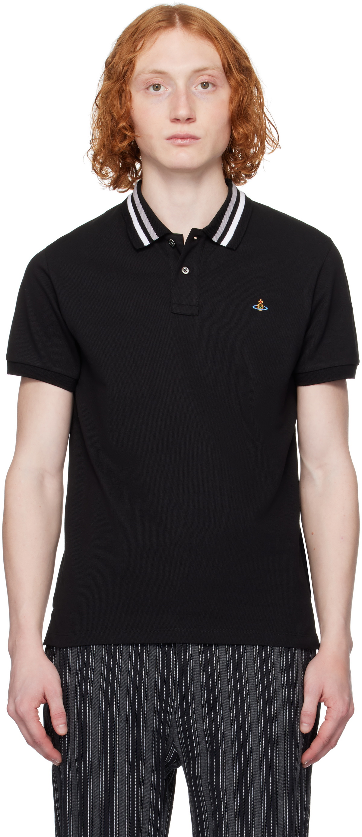 【送料&関税込】Vivienne Westwood Black Polo Shirt With Cont VIVIENNE WESTWOOD Contrasting Collar Polo Shirt. | eBay