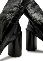 Lemaire Glove 90 Crinkled Glossed Leather Ankle Boots Black