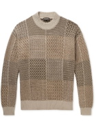Loro Piana - Patchwork Linen, Silk and Cotton-Blend Sweater - Brown