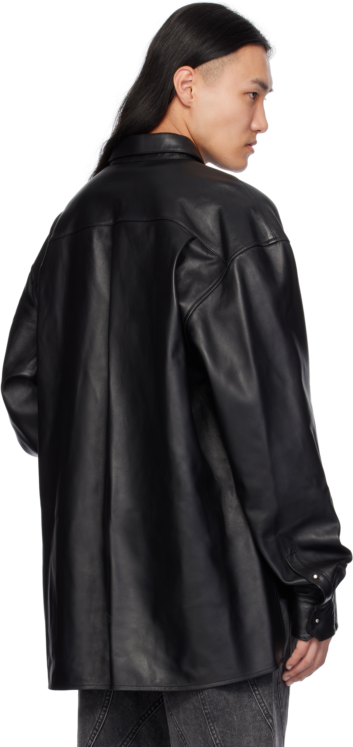 Mugler Black Piercing Leather Shirt