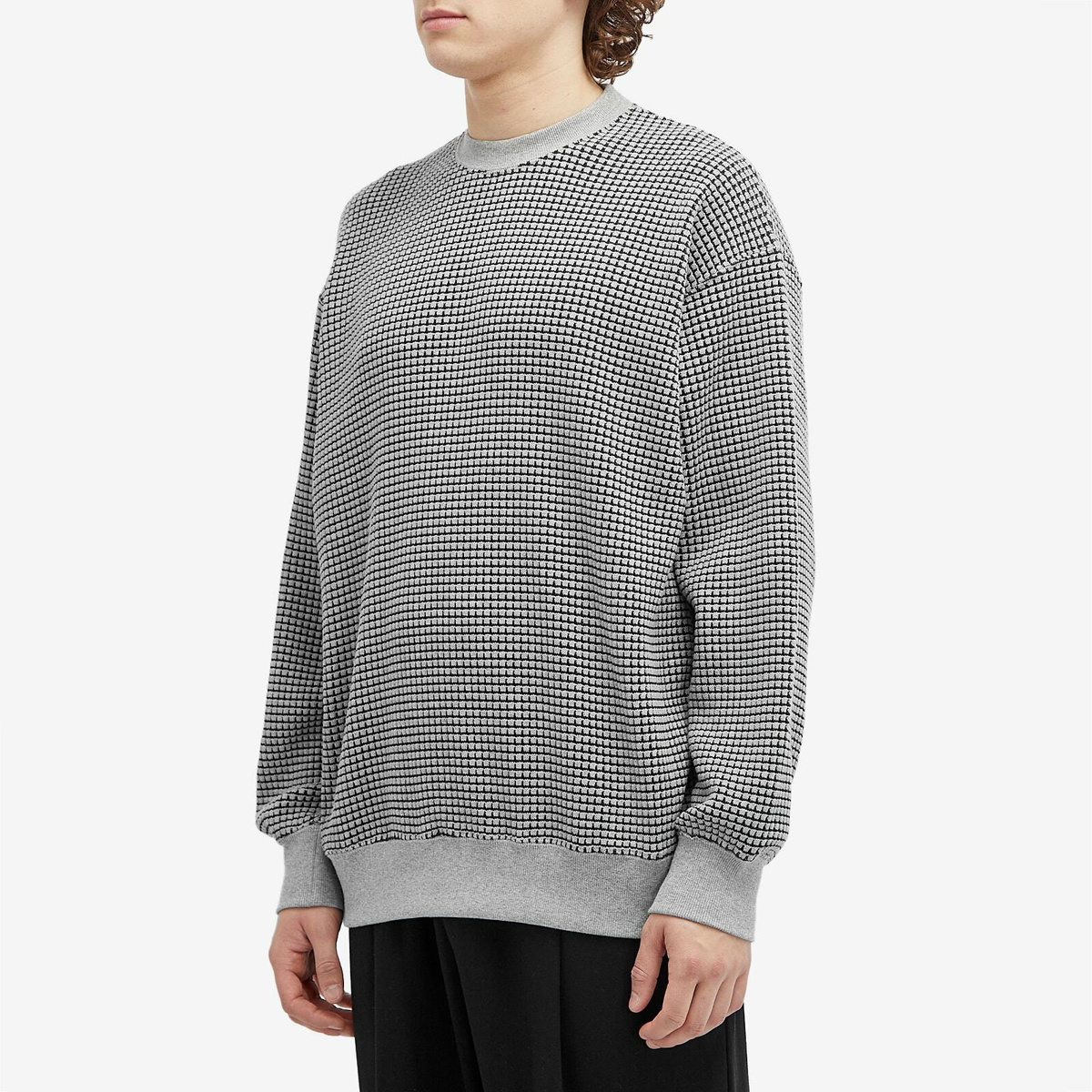 BEAMS Men's Double Heavy Waffle Sweatshirt in Grey