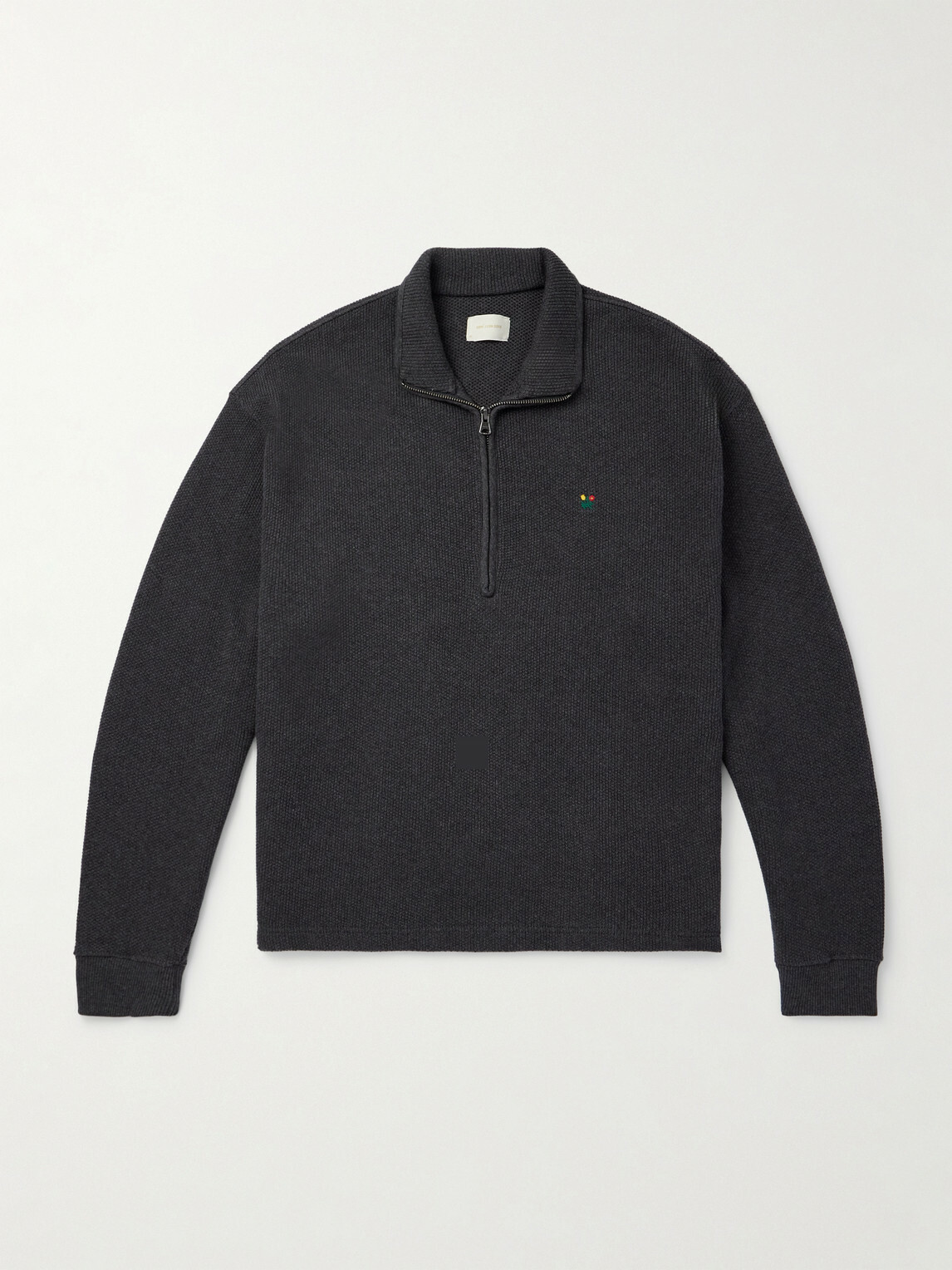 Aimé Leon Dore - Embroidered Ribbed Cotton Half-Zip Sweater - Gray