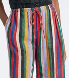 Staud Mateo striped cotton wide-leg pants