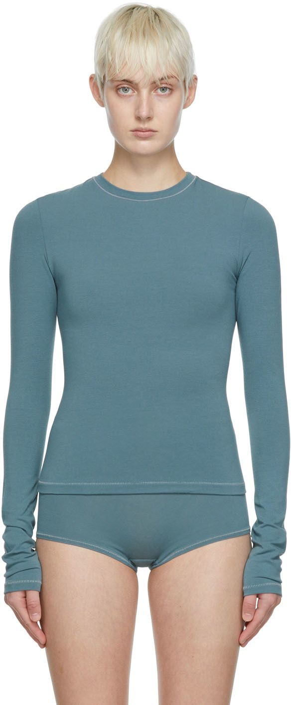 Womens Skims blue Cotton-Blend Long-Sleeved T-Shirt