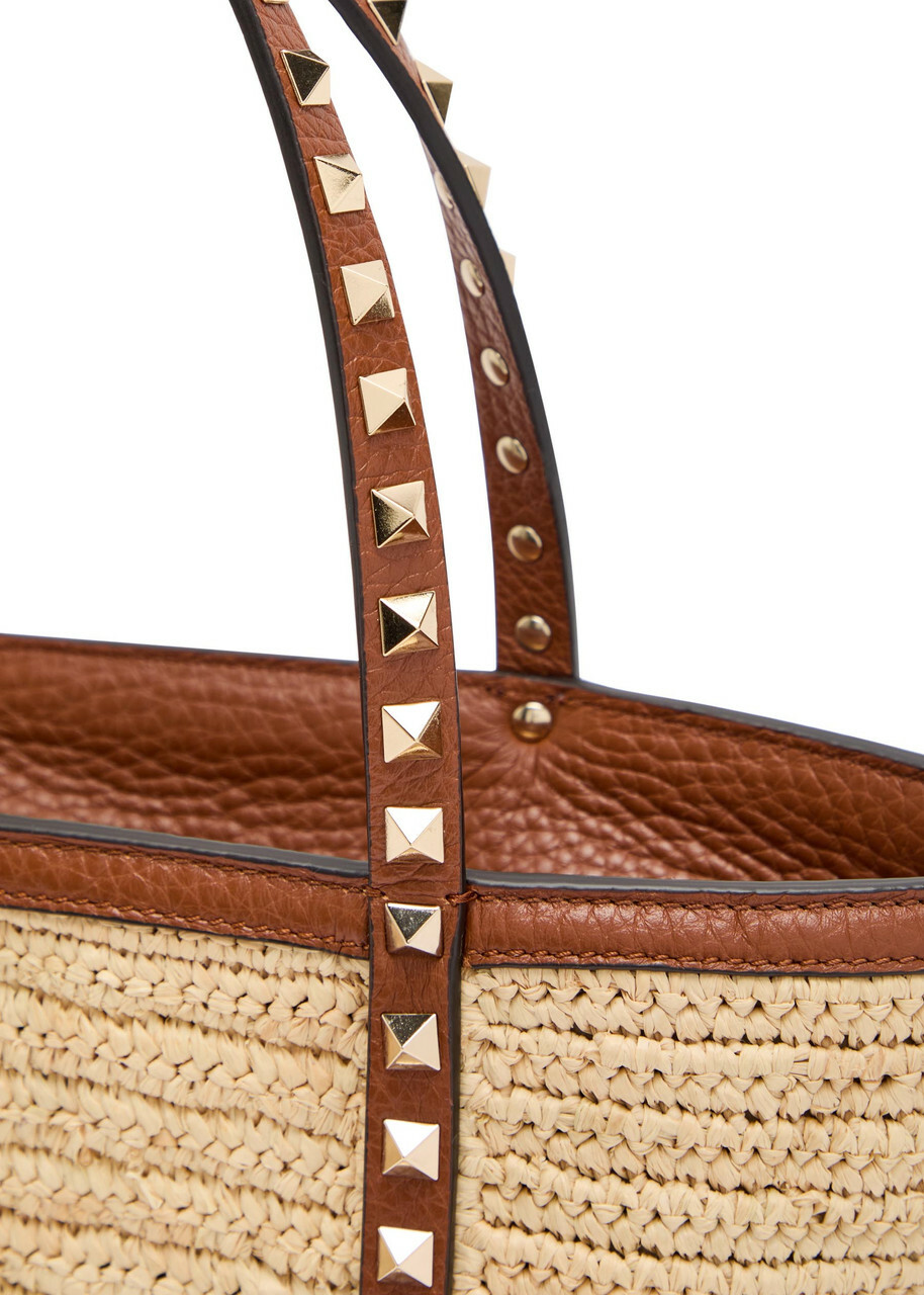 Valentino Garavani Mini Rockstud Raffia Tote bag - Natural - One Size
