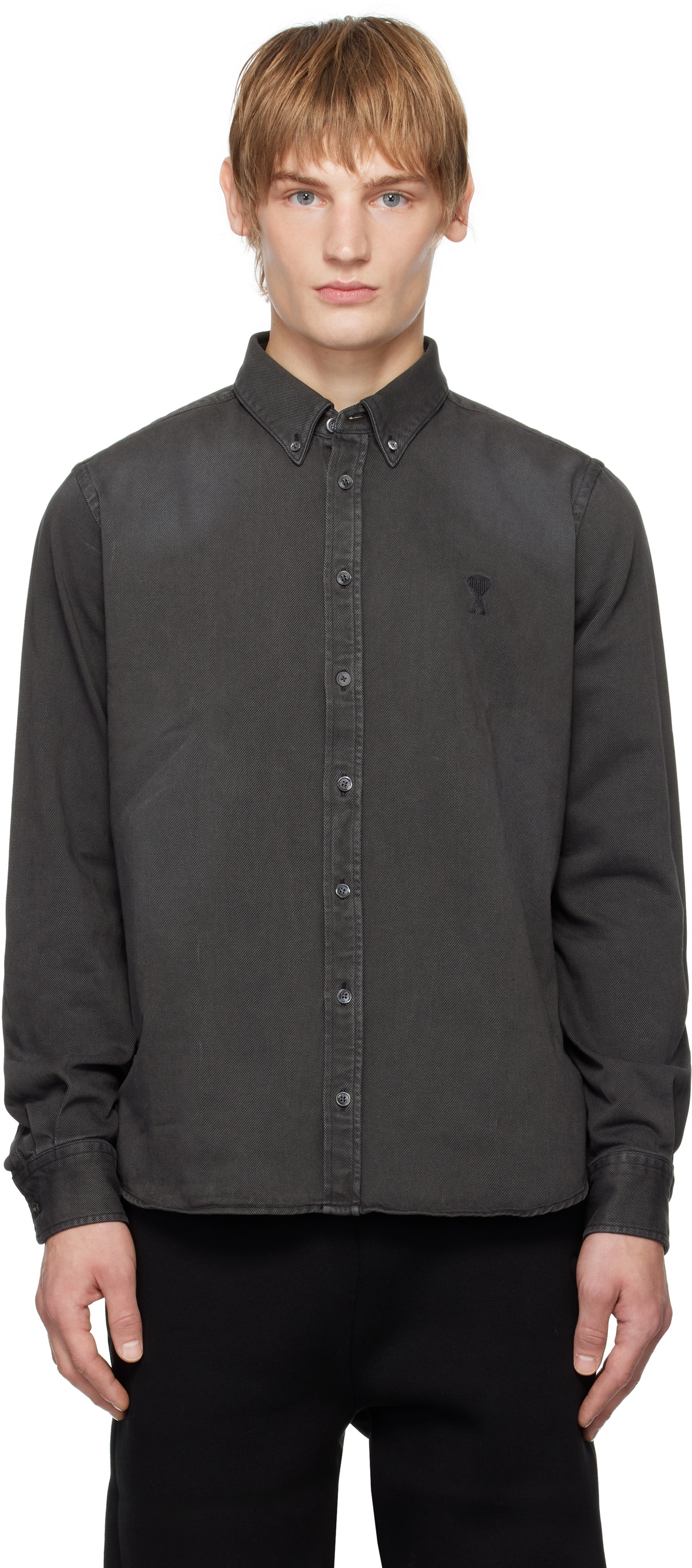 AMI Paris Black Button-Down Ami de Coeur Shirt AMI