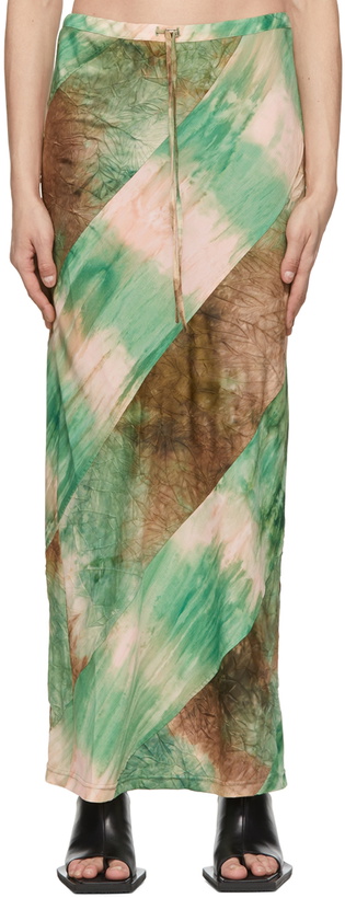 Photo: PERVERZE Green Bias Midi Skirt