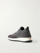 Tod's - Suede-Trimmed Wool-Knit Sneakers - Gray