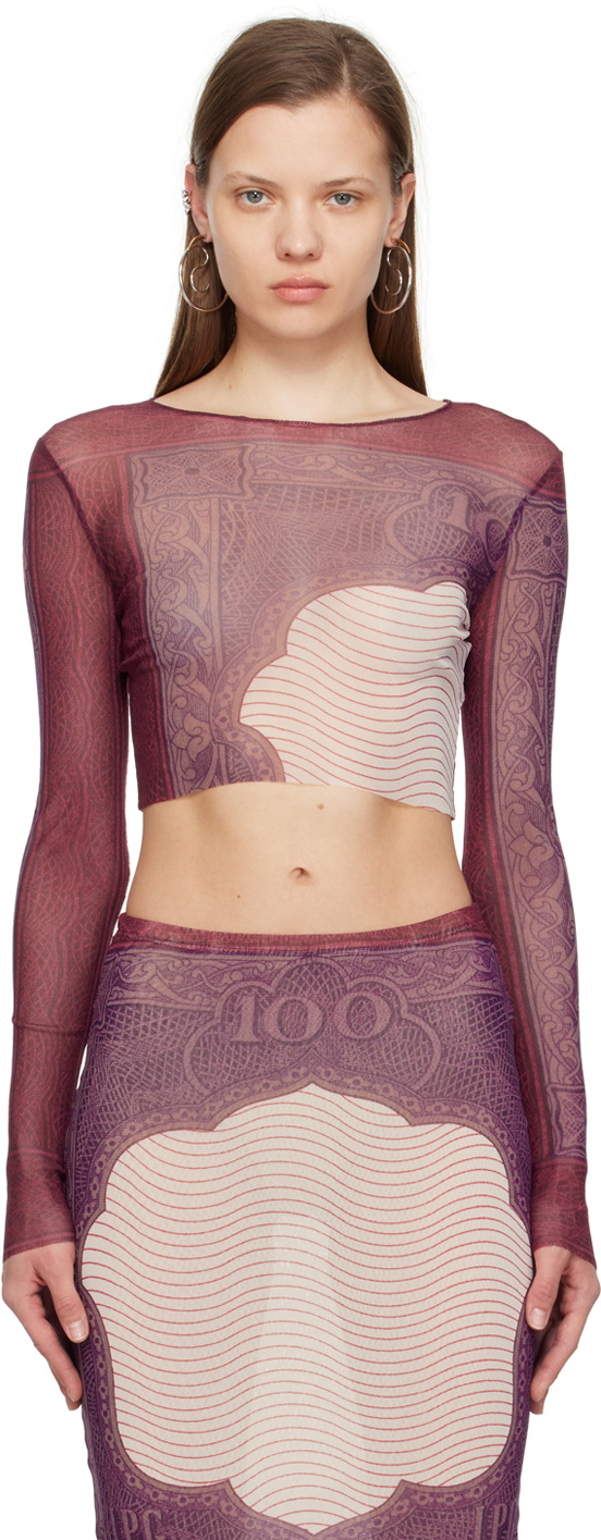 Jean Paul Gaultier Purple & Burgundy 'The Cartouche' Long Sleeve T