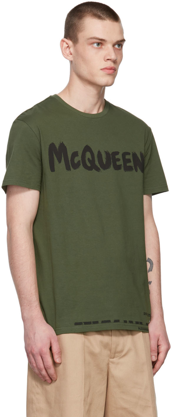 ★alexander mcqueen★ Graffiti McQueen T-Shirt Black Khaki 6 ☆alexander mcqueen☆ Graffiti McQueen T-Shirt Black Khaki 6