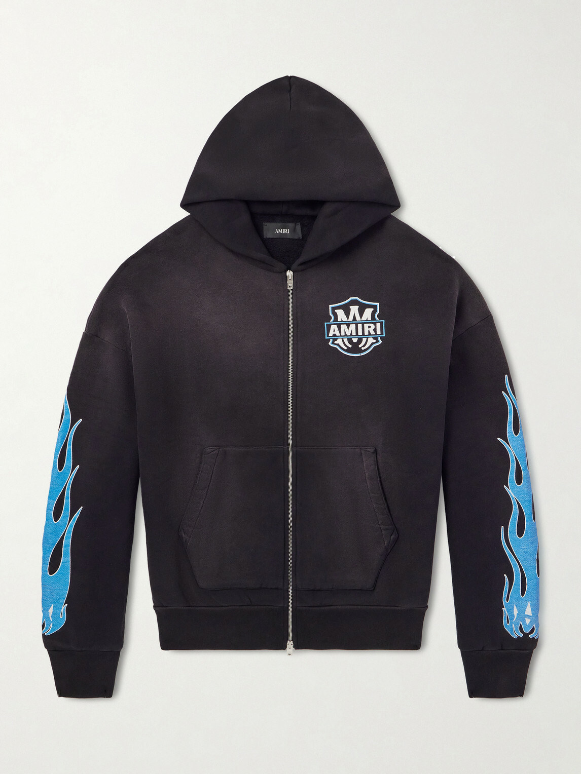 AMIRI - Flames Logo-Print Cotton-Jersey Zip-Up Hoodie - Black Amiri