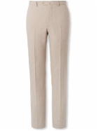 Caruso - Slim-Fit Tapered Slub Silk and Linen-Blend Suit Trousers - Neutrals