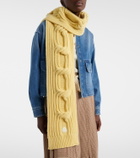Moncler Cable-knit wool and cashmere scarf