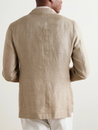 Caruso - Slim-Fit Double-Breasted Linen and Wool-Blend Blazer - Neutrals