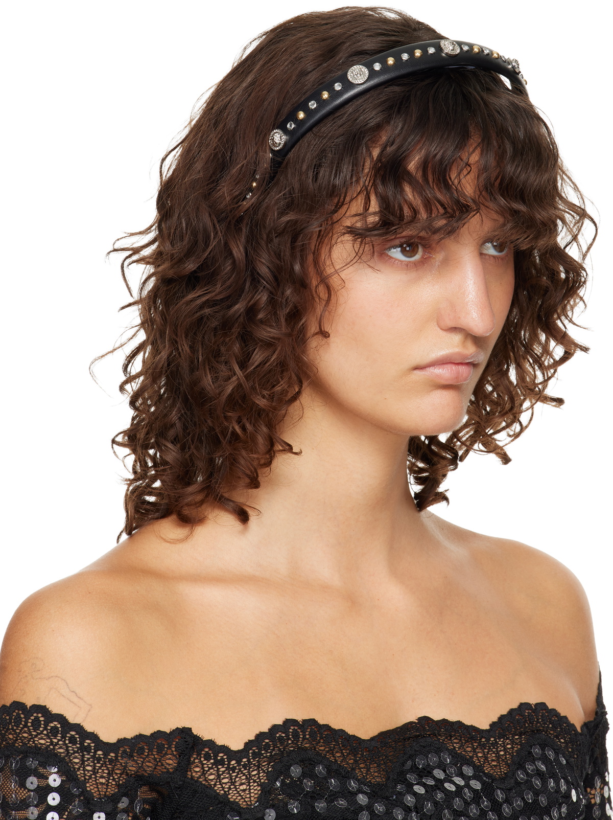 Versace Black Studded Headband