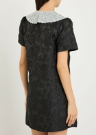 Sister Jane Chandelier Floral-jacquard Woven Mini Dress Black