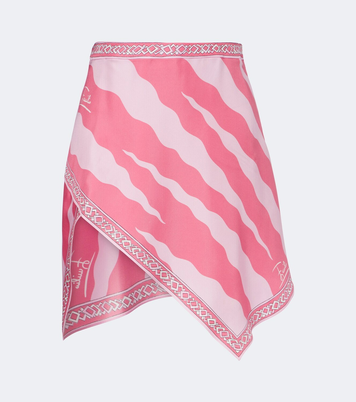 Pucci Fiamme asymmetric silk twill skirt