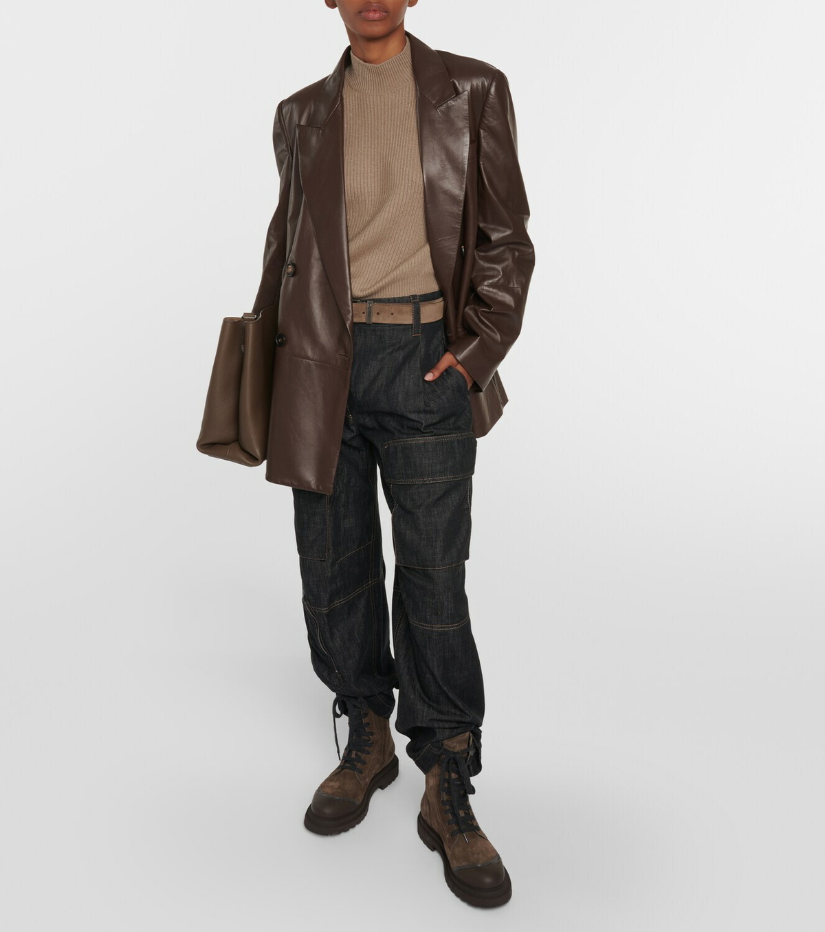 Brunello Cucinelli Double-breasted leather blazer
