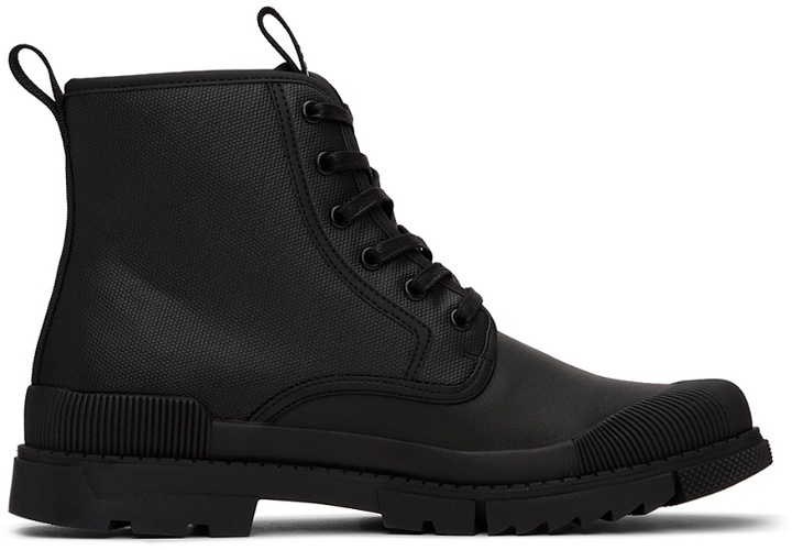 Photo: Versace Jeans Couture Black Leather Logo Ankle Boots