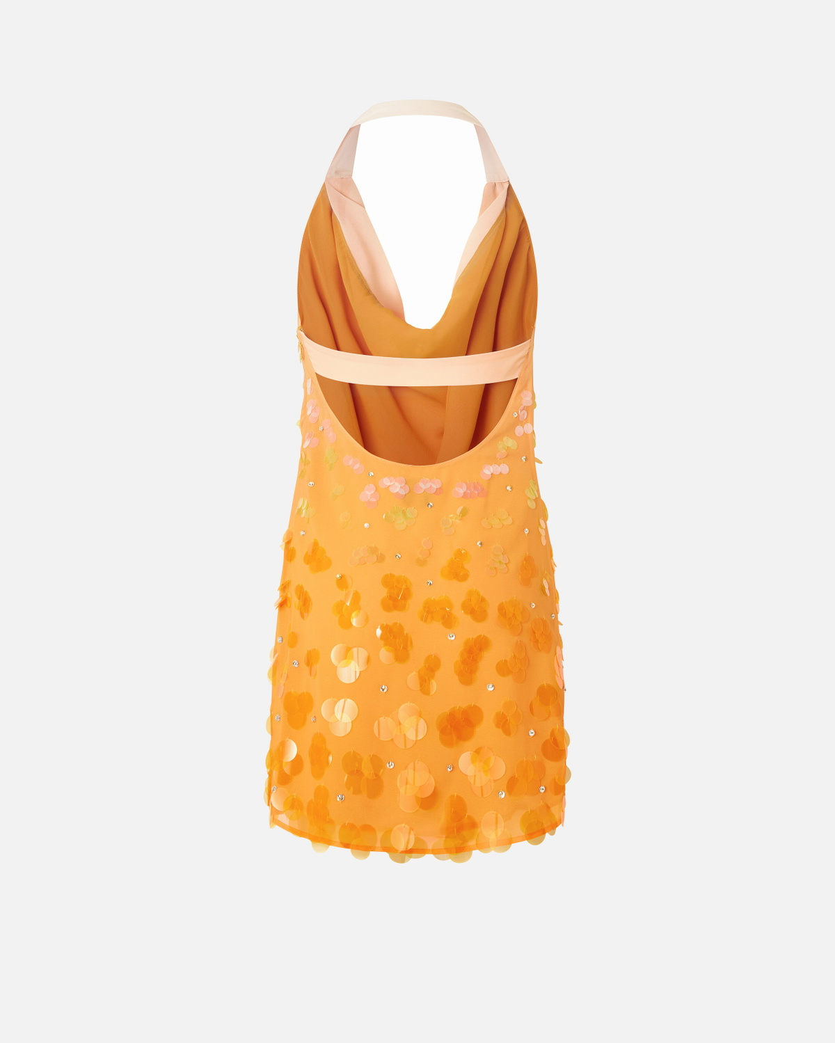 Pinko Gradient Mini Dress With Sequins And Open Back Mult. Orange/Yellow