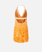 Pinko Gradient Mini Dress With Sequins And Open Back Mult. Orange/Yellow
