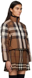 Burberry Brown Check Cropped Down Jacket