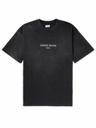 Guess USA - Gusa Vintage Logo-Print Distressed Cotton-Jersey T-Shirt - Black