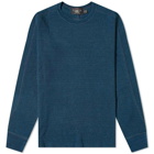 RRL Men's Long Sleeve T-Shirt in Rinsed Blue Indigo