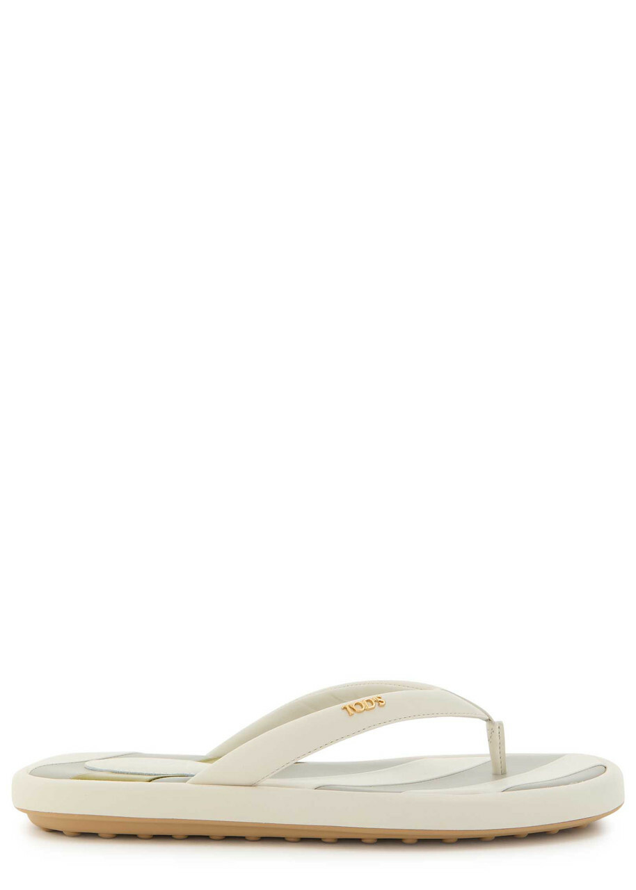 Tods Sand Padded Leather Sandals White