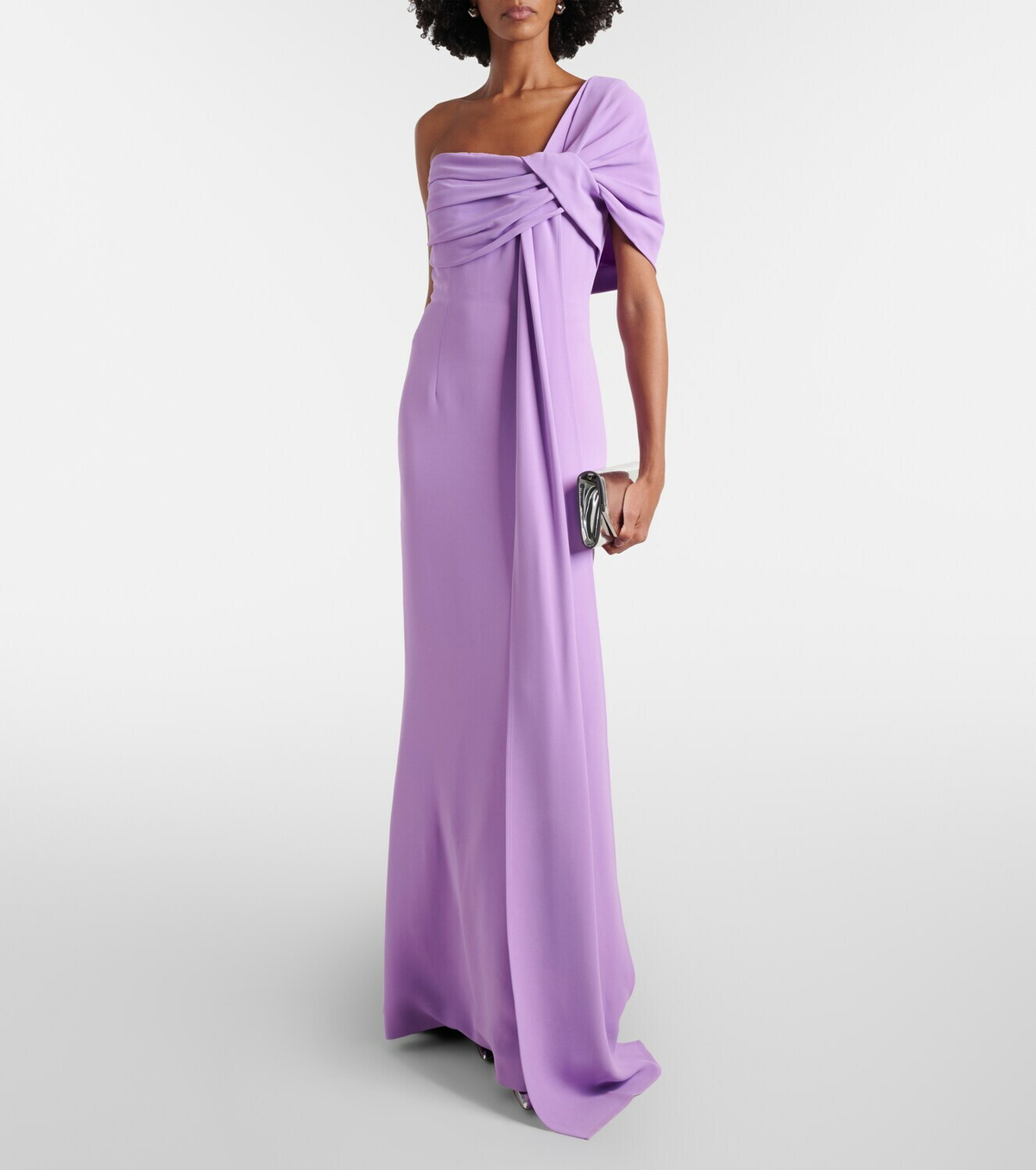 Elie Saab Draped one-shoulder silk-blend cady gown