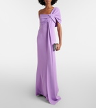 Elie Saab Draped one-shoulder silk-blend cady gown