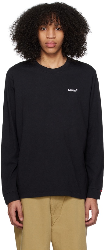 Photo: Levi's Black Embroidered Long Sleeve T-Shirt