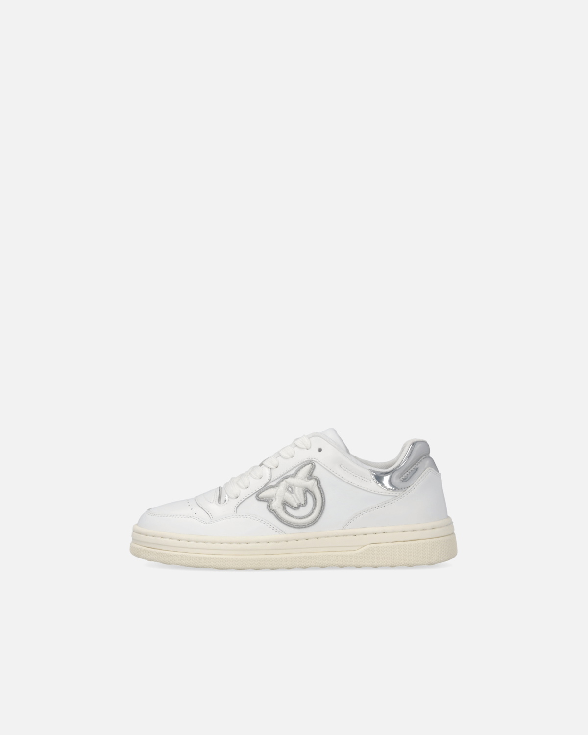 Pinko Leather Sneakers With Metallic Details White/Silver