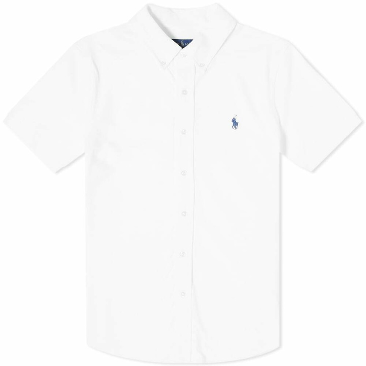 Photo: Polo Ralph Lauren Men's Short Sleeve Pique Button Down Shirt in White