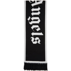 Palm Angels Black and White All Over Logo Scarf