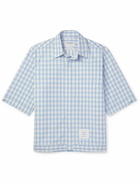 Thom Browne - Logo-Appliquéd Gingham Cotton-Blend Poplin Shirt - Blue