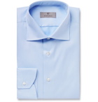 Canali - Light-Blue Slim-Fit Micro-Herringbone Cotton Shirt - Blue